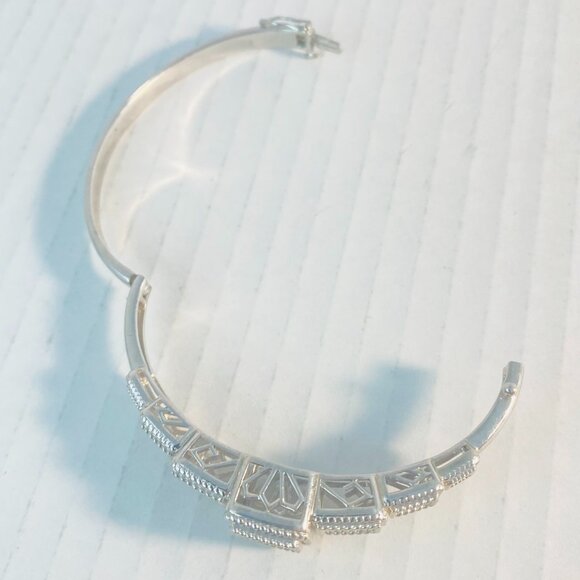 Beautiful Vintage Ornate Sterling Silver Panel Bracelet – Stamped 925 SJD - Picture 6 of 12